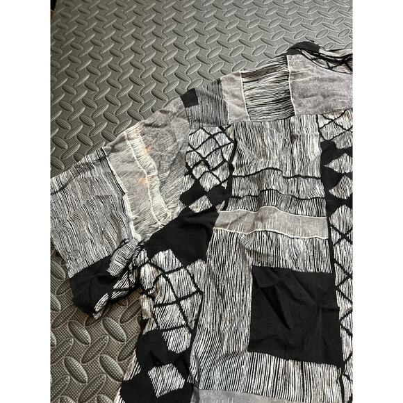 Vintage Jams World Rayon Shirt Geometric Black White Retro Surf‎ Mens Size Med - Picture 10 of 13